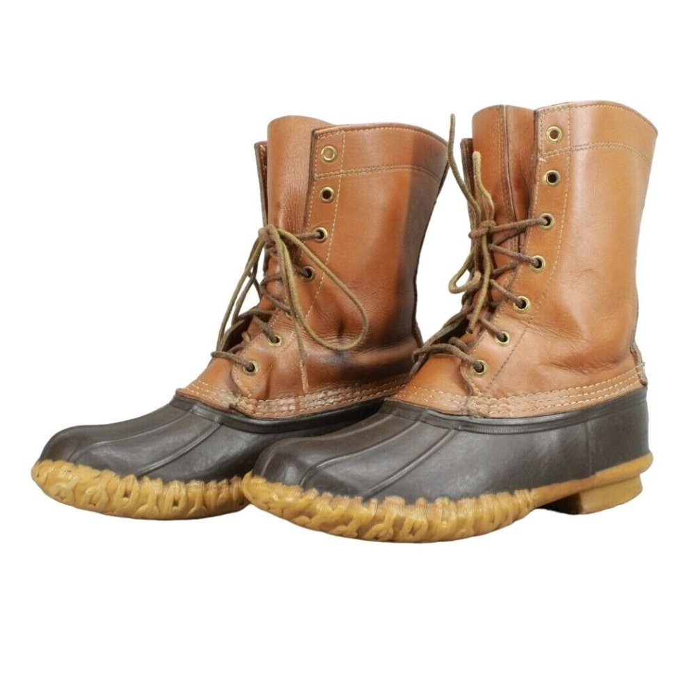 Vintage LL Bean  Brown Leather Lace Up Unlined Hunting Duck Boots Size 8 M
